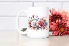 Colorful Floral Carnation Frame | Watercolor Clipart Product Image 2