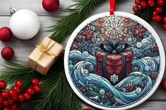 Round Christmas Ornament Sublimation|Clipart Product Image 1