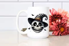 Funny Watercolor Halloween Skull with Goofy Smile Product Image 2