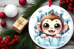 Round Christmas Ornament Sublimation|Clipart Product Image 2