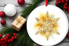 Snow Flake Christmas Round Cute Ornament Sublimation Product Image 1
