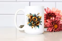 Vibrant Bouquet with Sunflower | Sublimation | Clipart Product Image 2