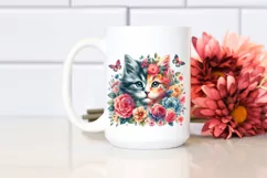Retro Watercolor Vibrant Kitten | Sublimation | Clipart Product Image 2