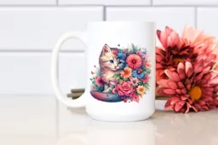 Retro Watercolor Vibrant Kitten | Sublimation | Clipart Product Image 2