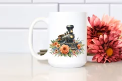 Vintage Train with Flowers and USA Flag | Sublimation Product Image 2