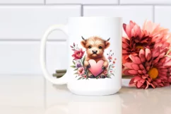 Cute Highland Cow Spring Love Flowers |T-shirt, Mug, Tumbler Product Image 2
