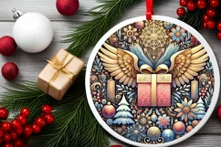 Round Christmas Ornament Sublimation|Clipart Product Image 2