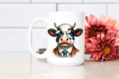 Funny Cute Cow Smiling Suit Retro | Sublimation Clipart Product Image 2