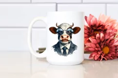 Funny Cute Cow Smiling Suit Retro | Sublimation Clipart Product Image 2