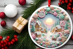 Detailed Molten Candy Christmas Ornament Sublimation PNG Product Image 2