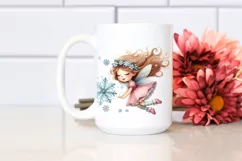 Cute Fairy Tumbling with Snowflakes PNG Product Image 2