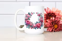 Vibrant Pink Roses Frame | Watercolor Clipart Product Image 2