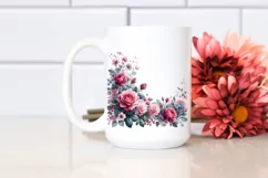Vibrant Pink Roses Frame | Watercolor Clipart Product Image 2