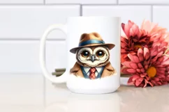 Funny Cute Owl Smiling Suit Retro | Sublimation Clipart Product Image 2