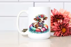 Young Cow with Flowers in Water on Inflatable Ring | Product Image 2