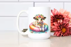 Young Cow with Flowers in Water on Inflatable Ring | Product Image 2