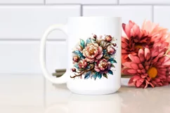 Wooden Stained Peonies Sublimation Clipart Product Image 2