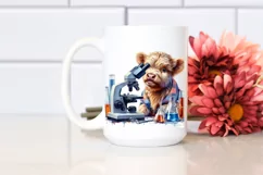 Baby Highland Cow with Microscope, PNG Product Image 2