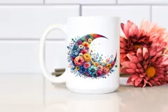 Colorful Half Moon with Flowers PNG Product Image 2