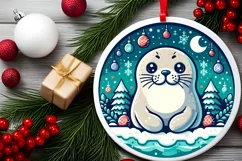 Round Christmas Ornament Sublimation|Clipart Product Image 2