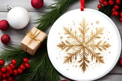 Snow Flake Christmas Round Cute Ornament Sublimation Product Image 1