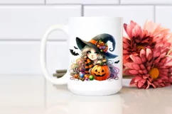 Vibrant Witch Halloween Drawing | Watercolor Clipart Product Image 2