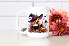 Vibrant Witch Halloween Drawing | Watercolor Clipart Product Image 2