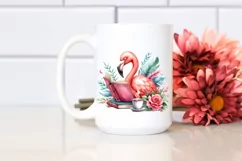 Vibrant Reading Flamingo | Sublimation | Clipart Product Image 2