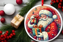 Round Christmas Ornament Sublimation|Clipart Product Image 1