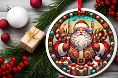 Round Christmas Ornament Sublimation|Clipart Product Image 1
