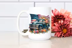 Pickup Truck with Flowers USA Flag Product Image 2