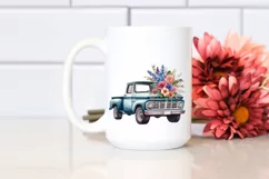Pickup Truck with Flowers USA Flag Product Image 2
