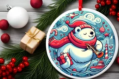 Round Christmas Ornament Sublimation|Clipart Product Image 2