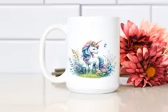 Baby Unicorn in Meadow, PNG Product Image 2