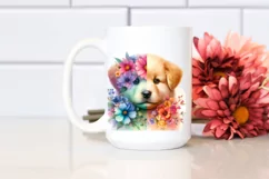 Vibrant Puppy with Flower Details | Clipart Product Image 2