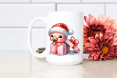 Expressive Baby Flamingo with Santa Hat, Transparent PNG Product Image 2