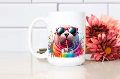 Colorful Quirky Walrus Sipping Drink | Clipart Product Image 2