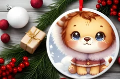 Cute Winter Lion Christmas Sticker Sublimation PNG Product Image 2