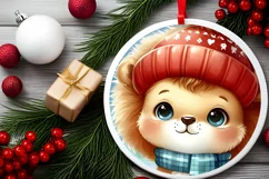 Cute Winter Lion Christmas Sticker Sublimation PNG Product Image 2