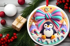Round Christmas Ornament Sublimation|Clipart Product Image 1