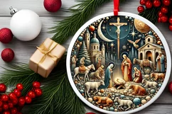 Round Christmas Ornament Sublimation|Clipart Product Image 1