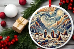 Round Christmas Ornament Sublimation|Clipart Product Image 1