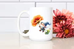 Cute Small Gnome Nasturtium Watercolor | Clipart Product Image 2