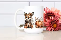 Funny Cute Baby Deer with Pumpkins | Clipart Product Image 2