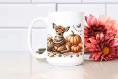 Funny Cute Baby Deer with Pumpkins | Clipart Product Image 2