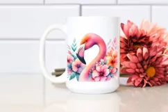 Vibrant Flamingo with Flower Details | Clipart Product Image 2