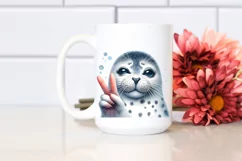 Funny Seal Smiling Victory Sign | Clipart Product Image 2