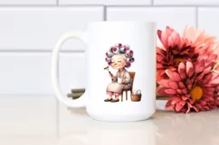 Old Lady Sitting in Chair with Hair Curlers Product Image 2