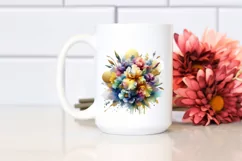 Watercolor Abstract Colorful Bouquet Gold Foil with Iris Product Image 2