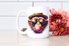 Quirky Monkey Portrait Blowing Chewing Gum | Clipart Product Image 2